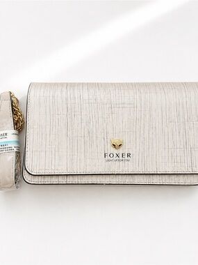 🤍 FOXER Ivory Textured Crossbody / Clutch Bag with Gold Chain